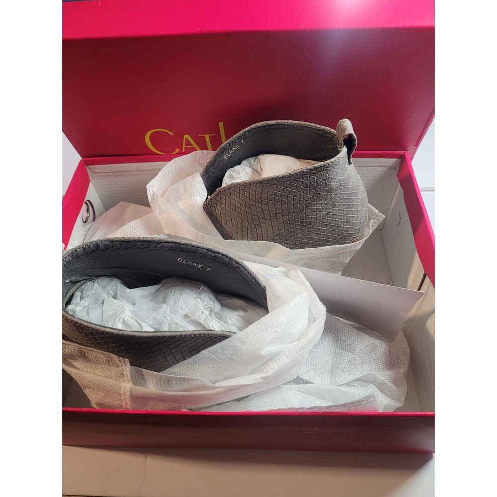 Catherine Malandrino Womens Size 7 Grey Snake Blake V Cut Ankle Booties In Box